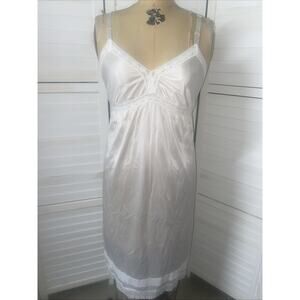 Vintage 70s JCPenney White Dress Full Slip Size 34 Made In USA Nylon Nightie